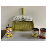 Retro dust pan & tins with contents Retro dust pan & tins with contents
