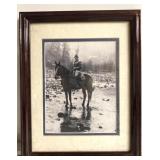 Framed lady on horse 14.5x11.5