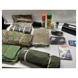 Camo, ponchos, matches, first aid kit more