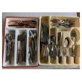 Trays of vintage flatware and more