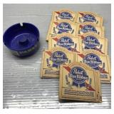 Vintage Pabst Blue Ribbon ashtray & coasters