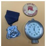 1940 289 bowling medal, political button & more
