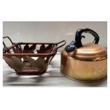 Copper tea kettle & cute fall basket