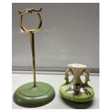 Antique towel holder & vase