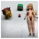 Vintage doll, dice, more