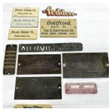 Antique printing plate, metal tag plates & more