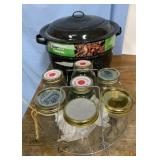 Enamelware canning pot, jars and accessories