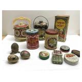 Vintage tins & brass eggs