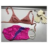Vintage kids swim suit, gloves with tag & more