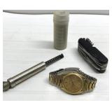 Pocket knife, Seiko Watch, air pressure tire tool