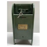 Vintage mailbox coin bank with key Vintage mailbox coin bank with key