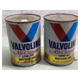 Valvoline Motor Oil Cans- Both full- No shipping Valvoline Motor Oil Cans- Both full- No shipping