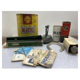 Vintage beer can, radio tube, iron, empty Shell Vintage beer can, radio tube, iron, empty Shell