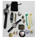 Adidas & other watches, token, pocket knives more Adidas & other watches, token, pocket knives more