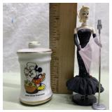 1995 Barbie ornament & Mickey Mouse salt shaker 1995 Barbie ornament & Mickey Mouse salt shaker