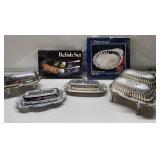 Silver plate butter dishes, relish set & more Silver plate butter dishes, relish set & more
