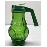 Retro green glass syrup pitcher 7' Retro green glass syrup pitcher 7'