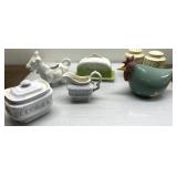 Farm themed antique & vintage creamers, butter