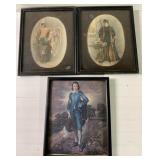 Antique framed lithos & Blue Boy print-8.5 x 11"