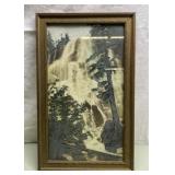 Antique waterfall framed litho 9.5" x 15.5"