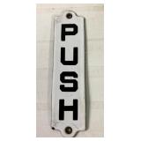 Antqiue enamel PUSH sign 6"