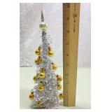 Silver Christmas tree with mercury glass top-10"