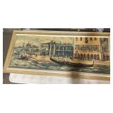 Framed vintage hardboard framed print 29x44"