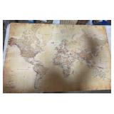 Canvas world map w/ time zones-24x36"