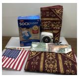 NEW table runners, sock slider, flags more