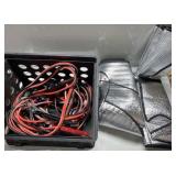 Jumper cables, car shields & crate