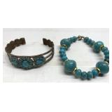 Vintage turquoise & a costume jewelry bracelet