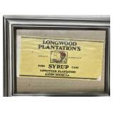 Antique Longwood Plantations Syrup label Black