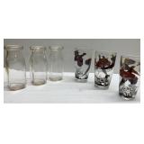 Antique dairy bottles & mid century mod glasses