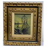 NEAT vintage framed boat piece 18x16