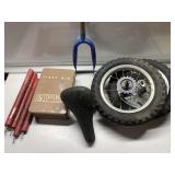 Flares, wheels, empty first aid kit & more