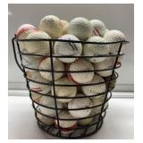 Metal basket of range balls