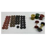 Antique wood checkers & toys