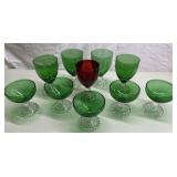 Anchor Hocking Bubble green & red pieces