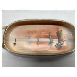 Antique Nippon hand painted sailboat trinket tray
