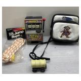 SEALED jump rope, stagecoach pencil sharpener,