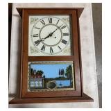 Antique reverse painted glass mantle clock