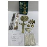 Vintage glass gold flake "candles", real candles &