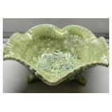 Antique green ceramic pedestal bowl Antique green ceramic pedestal bowl