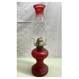 Antique red glass oil lamp 16.5' tall Antique red glass oil lamp 16.5' tall