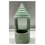 Vintage Green Glaze Wishing Well Wall Pocket Vintage Green Glaze Wishing Well Wall Pocket