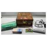 Weather Radio, curlers, metal box more Weather Radio, curlers, metal box more