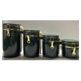 Canister set w/ wood spoons-hunter green Canister set w/ wood spoons-hunter green