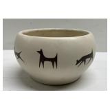 Marked pottery bowl 3' tall Marked pottery bowl 3' tall