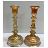 Vintage carnival glass candlesticks Vintage carnival glass candlesticks
