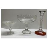 Antique glass candlestick, candy dishes Antique glass candlestick, candy dishes